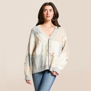 Buckle cable knit cardigan